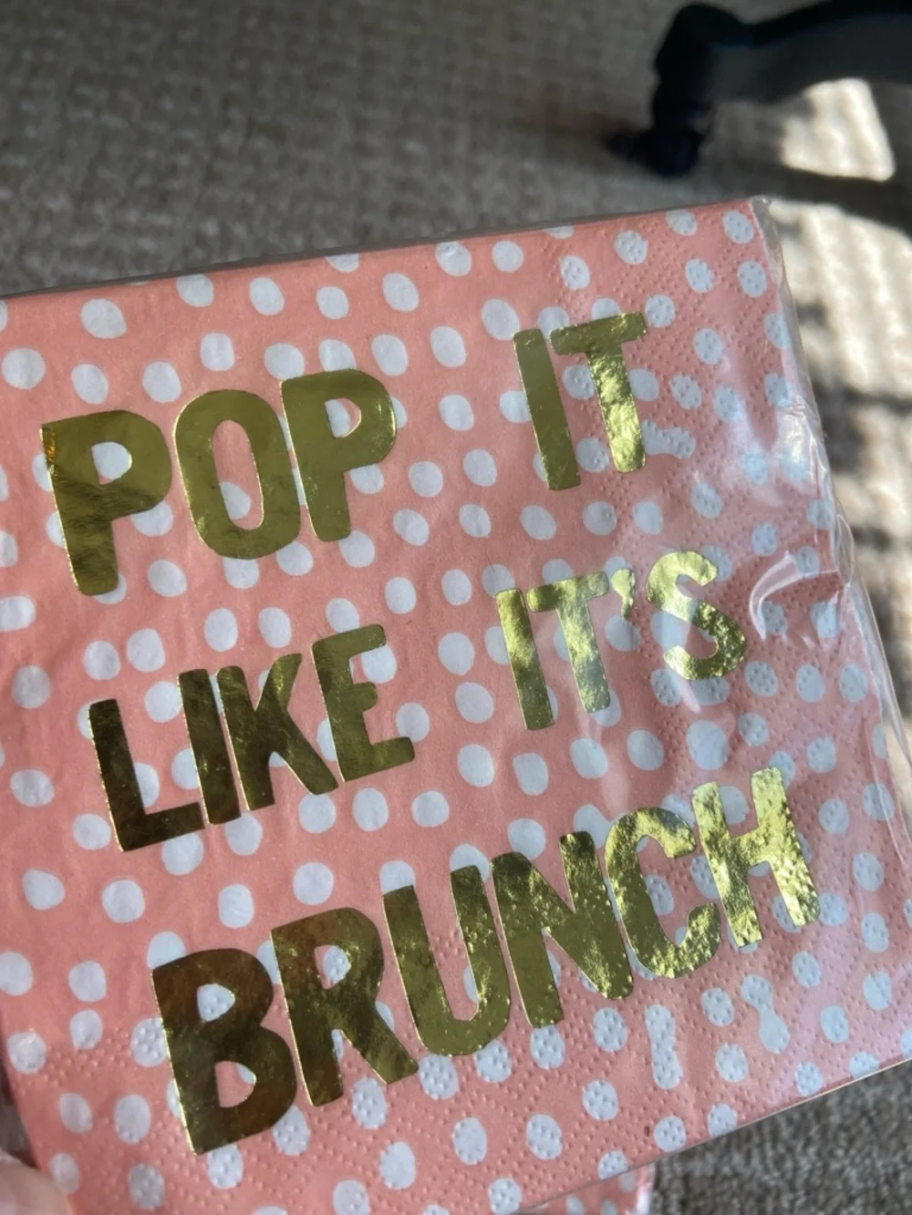 Bundle of 3 Pop It Like It's Brunch Coral Napkins with‎ Gold Foil
